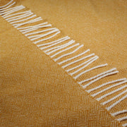 Scottish Made Hatch Pattern 100% Lambswool Throw by Lovat Mills - Harvest Yellow
