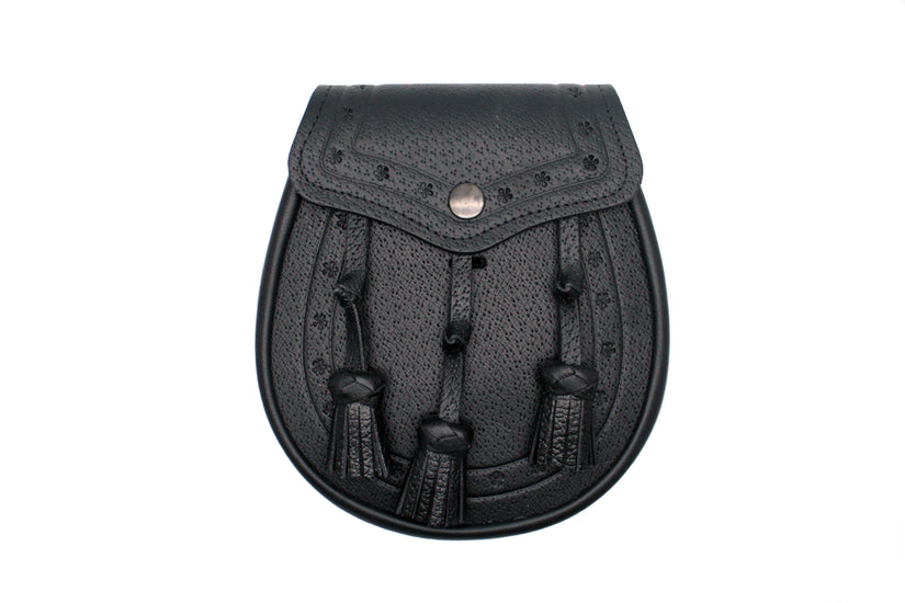 Black Leather Classic Embossed Sporran