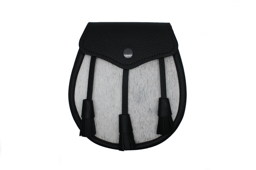 Semi Dress Natural Calfskin Basic Leather Tassel Sporran - White