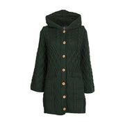 Women's Long Merino Wool Cardigan with Hood by Aran Mills