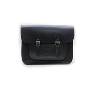 15 inch Real Leather Buckle Satchel Bag - Blue
