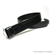 Celtic Thistle Embossed Kilt Belt - Black