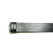 Celtic Thistle Embossed Kilt Belt - Black