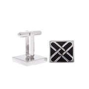 Cross Pattern Chrome Cufflinks