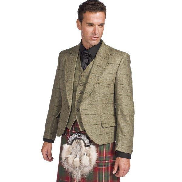 Luxury Tweed Estate Jacket Outfit with 8 yd Heavyweight Kilt Made to Order