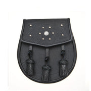 Circular Design Studded Black Leather Sporran