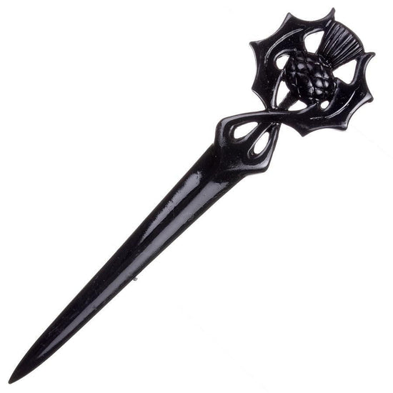 Thistle Top Sword Kilt Pin - Black Chrome