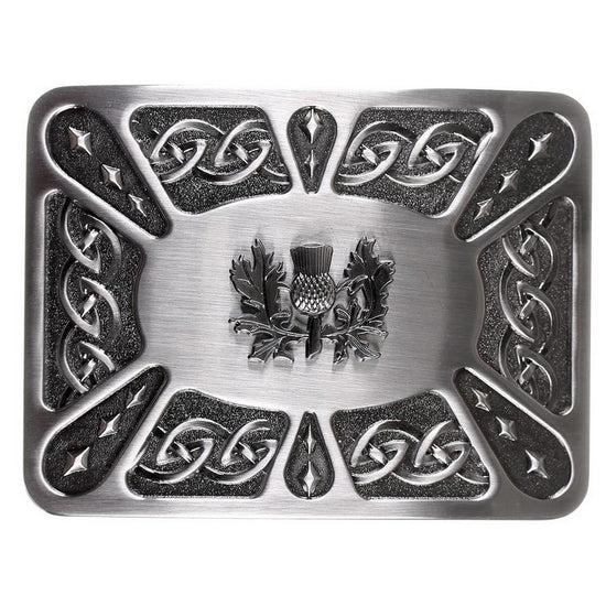 Contemporary Celtic Kilt Buckle - Thistle - Antique Finish