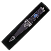Dress Sgian Dubh - Blue Masonic Celtic Knot Design - Chrome Finish