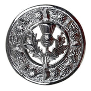 Thistle Design and Thistle Centre Brooch - Chrome Finish