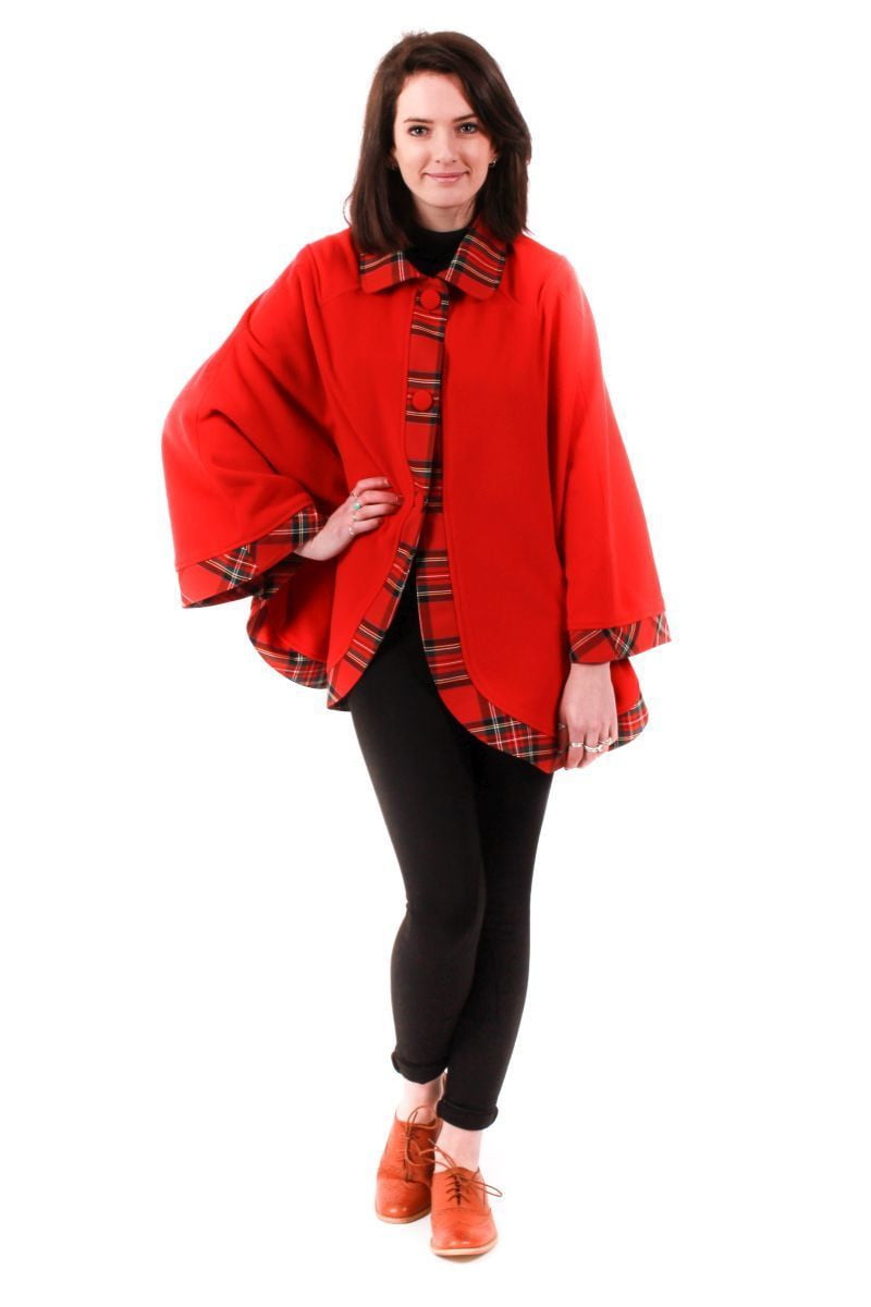 Women's Kerry Cape - Red with Royal Stewart trim