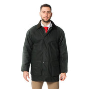 Mens Cotton Wax Padded Jacket - Olive Green