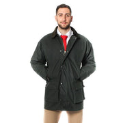 Mens Cotton Wax Padded Jacket - Olive Green