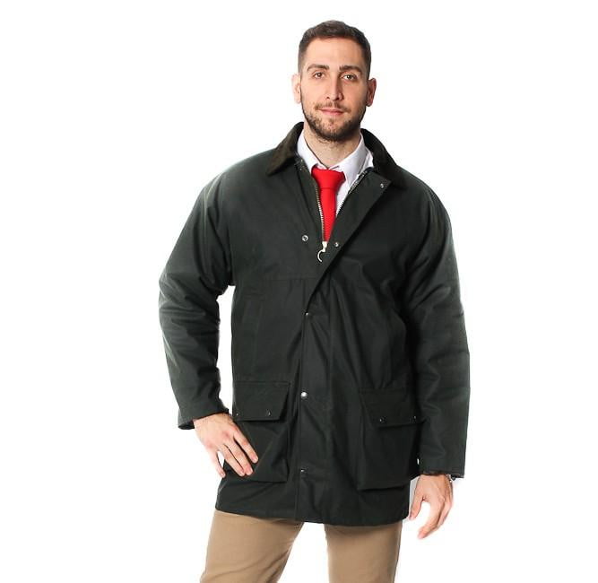 Mens Cotton Wax Padded Jacket - Olive Green