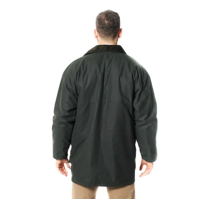 Mens Cotton Wax Padded Jacket - Olive Green