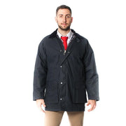 Mens Cotton Wax Padded Jacket - Navy