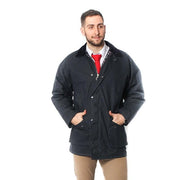 Mens Cotton Wax Padded Jacket - Navy