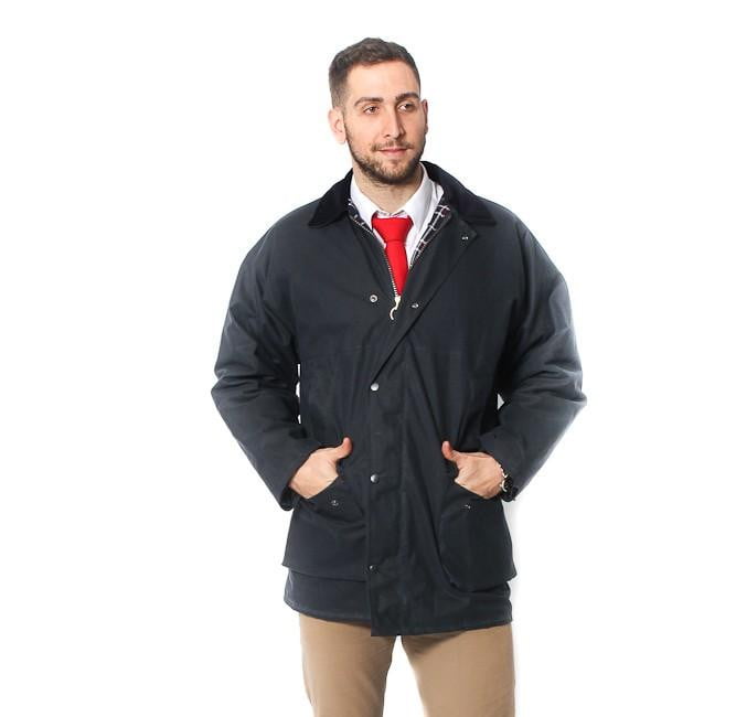 Mens Cotton Wax Padded Jacket - Navy