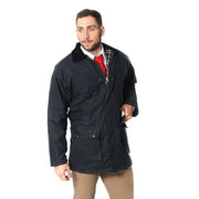 Mens Cotton Wax Padded Jacket - Navy