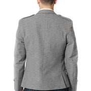 Tweed Argyle Jacket and 5 Button Vest - Light Grey Tweed