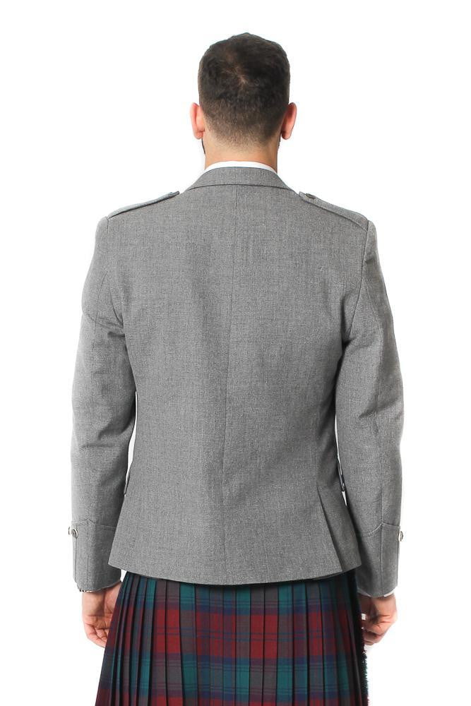 Tweed Argyle Jacket and 5 Button Vest - Light Grey Tweed