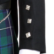 Prince Charlie Jacket and Waistcoat, 100% Black Barathea Wool - Imported