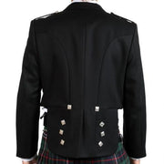 Prince Charlie Jacket, 100% Black Barathea Wool - Imported