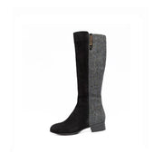 Ladies Harris Tweed Knee High Boots by Snow Paw - Black