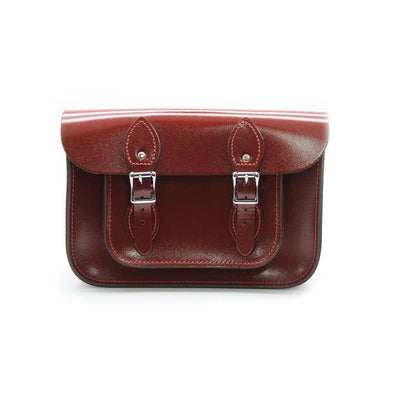 15 inch Real Leather Buckle Satchel Bag - Hazel