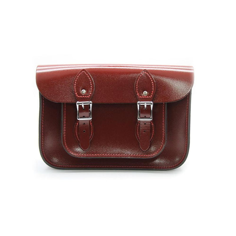 15 inch Real Leather Buckle Satchel Bag Hazel Scotland Kilt Co