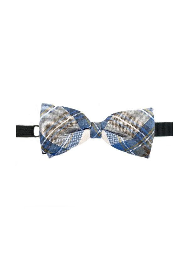 100% Wool Tartan Bow Tie - Stewart Muted Blue