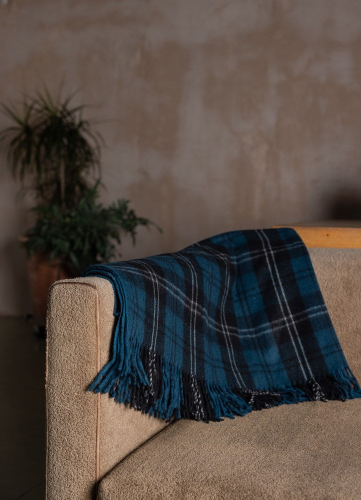 Wool Tartan Blanket - 60'' x 70'' - Ramsay Blue