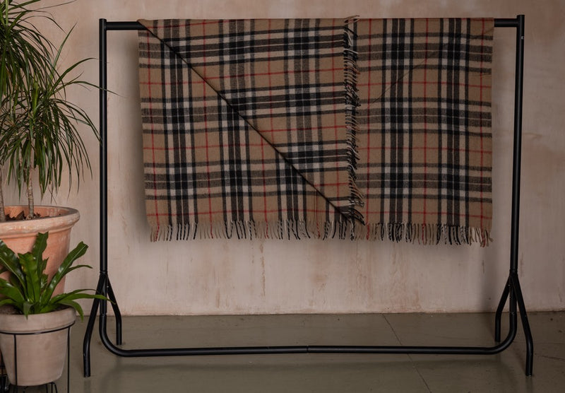 Wool Tartan Blanket - 60'' x 70'' - Thomson Camel