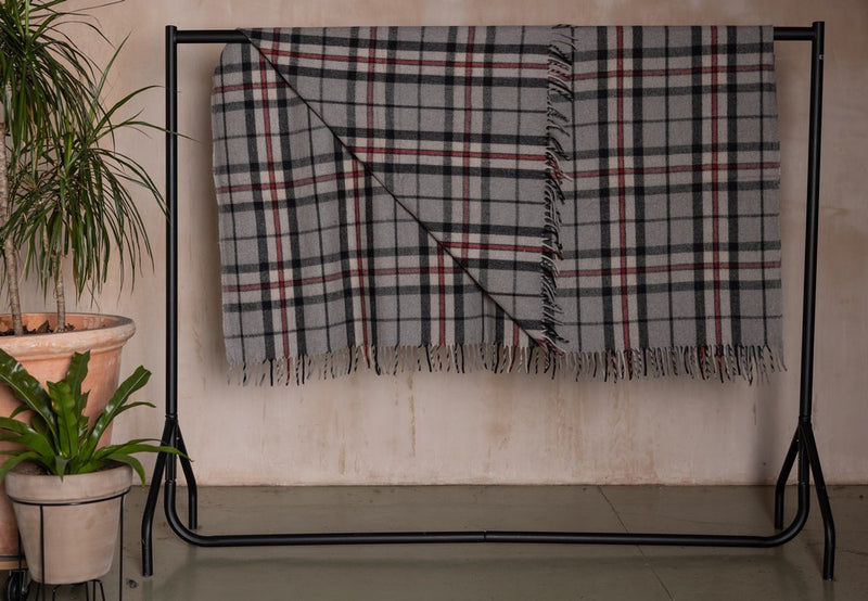 Wool Tartan Blanket - 60'' x 70'' - Thomson Grey