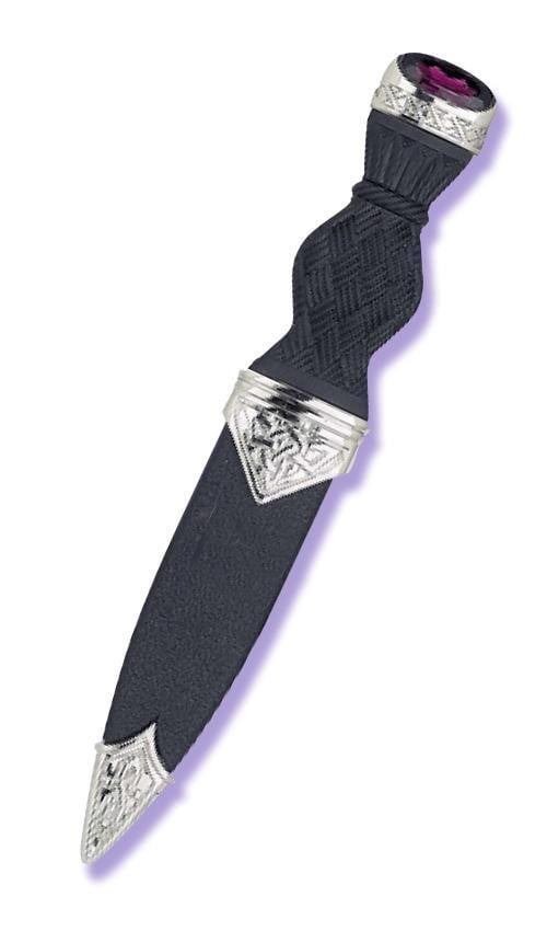 Palladium Plated Celtic Sgian Dubh with Stone Hilt