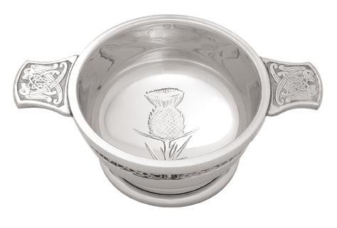3" Quaich Bowl - Chrome Thistle Design