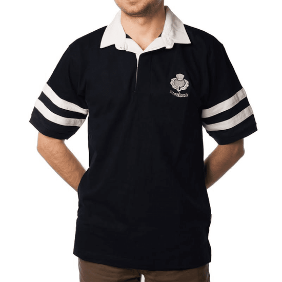 Men's Rugby Shirt - Navy 2 Stripe - Short Sleeve