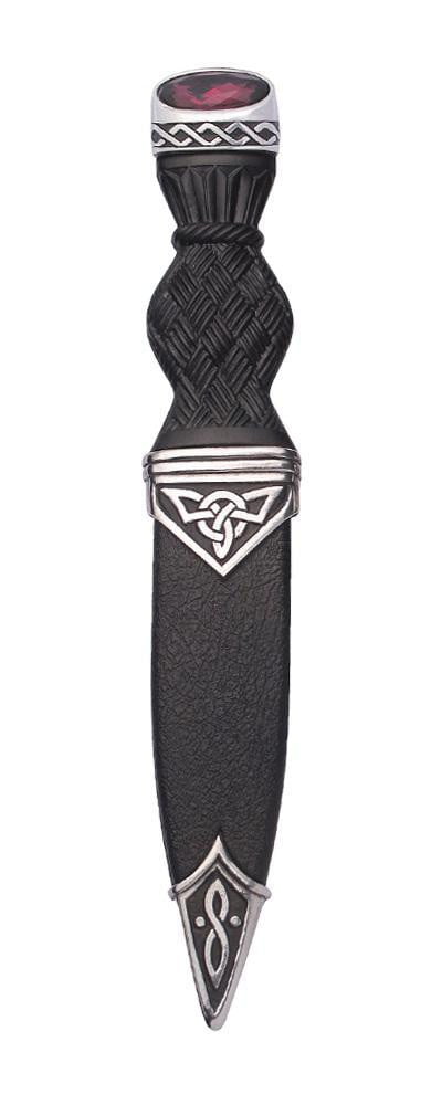 Polished Pewter Celtic Sgian Dubh with Stone Hilt