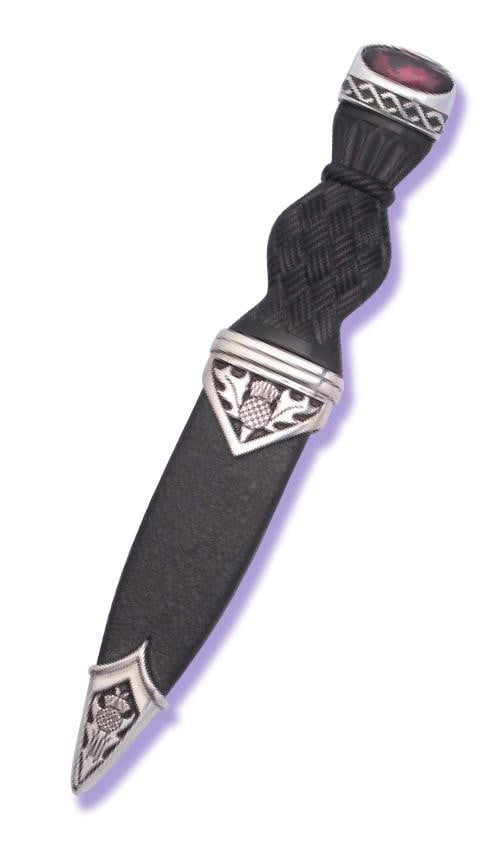Polished Pewter Thistle Sgian Dubh with Stone Top