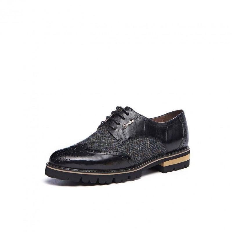 Women's Harris Tweed Brogues by Snow Paw - Black