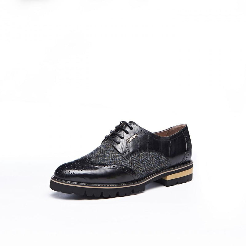 Women's Harris Tweed Brogues by Snow Paw - Black