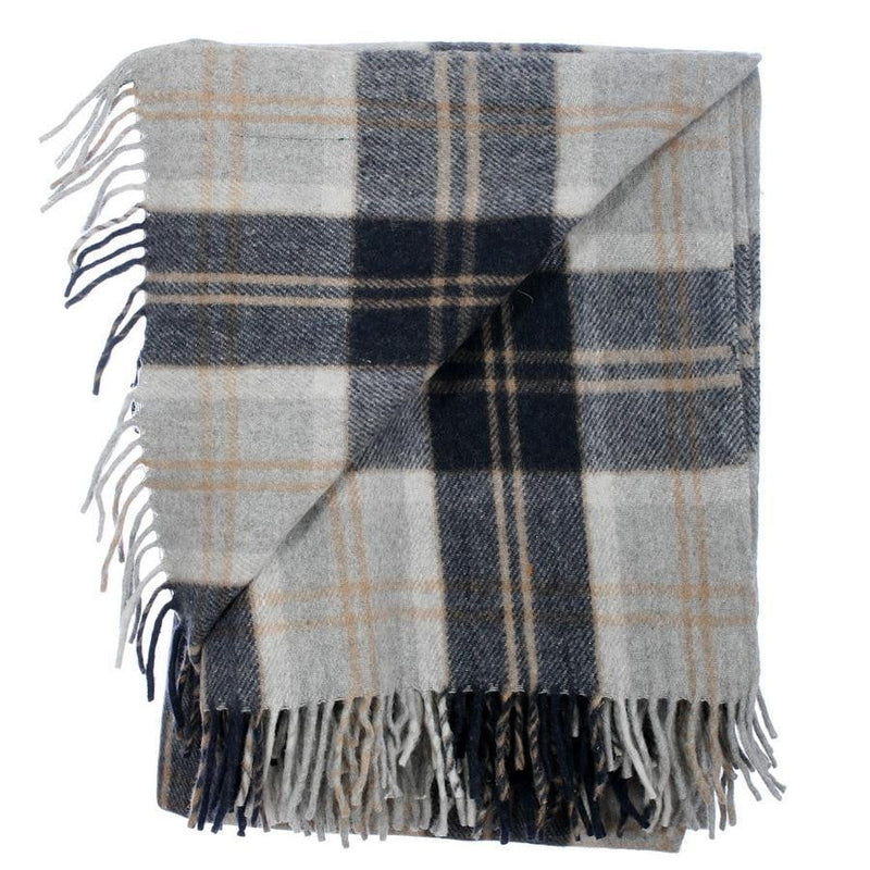 Wool Tartan Blanket - 60'' x 70'' - Silver Bannockbane