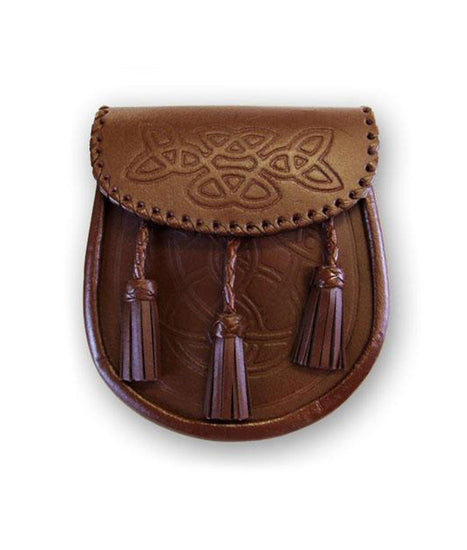 Brown Celtic Embossed Leather Sporran