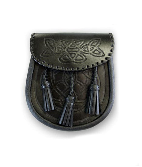 Black Celtic Embossed Leather Sporran