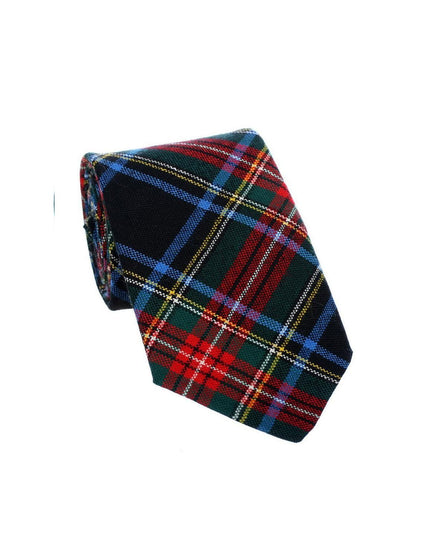 100% Wool Tartan Neck Tie - Stewart Black Modern