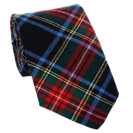 100% Wool Tartan Neck Tie - Stewart Black Modern