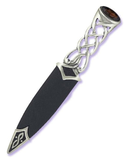 Pewter Tay Sgian Dubh with Stone Hilt, Chrome Finish