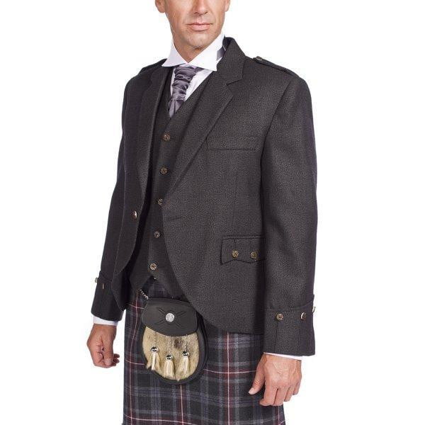 Charcoal Tweed Argyle Jacket 8 Yard Mediumweight Hebridean Tartan Kilt Outfit